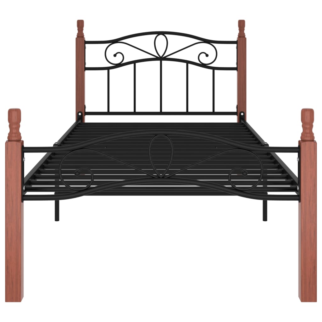 Giroletto in Metallo Nero e Legno Massello di Rovere 90x200 cm