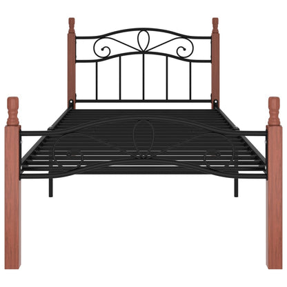 Giroletto in Metallo Nero e Legno Massello di Rovere 90x200 cm