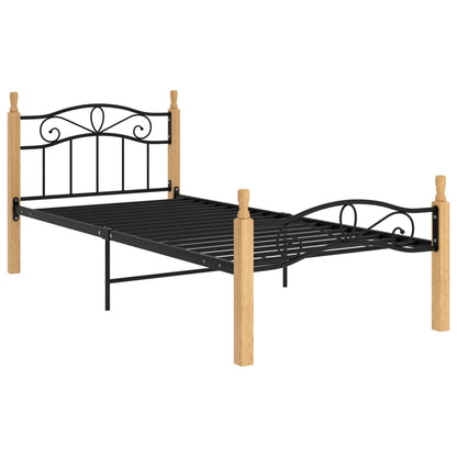 Giroletto Nero in Metallo e Legno Massello di Rovere 90x200 cm