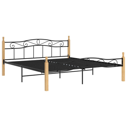 Giroletto Nero in Metallo e Legno Massello di Rovere 200x200 cm