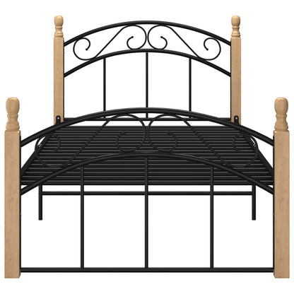 Giroletto Nero in Metallo e Legno Massello di Rovere 100x200 cm