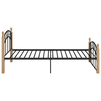 Giroletto Nero in Metallo e Legno Massello di Rovere 100x200 cm