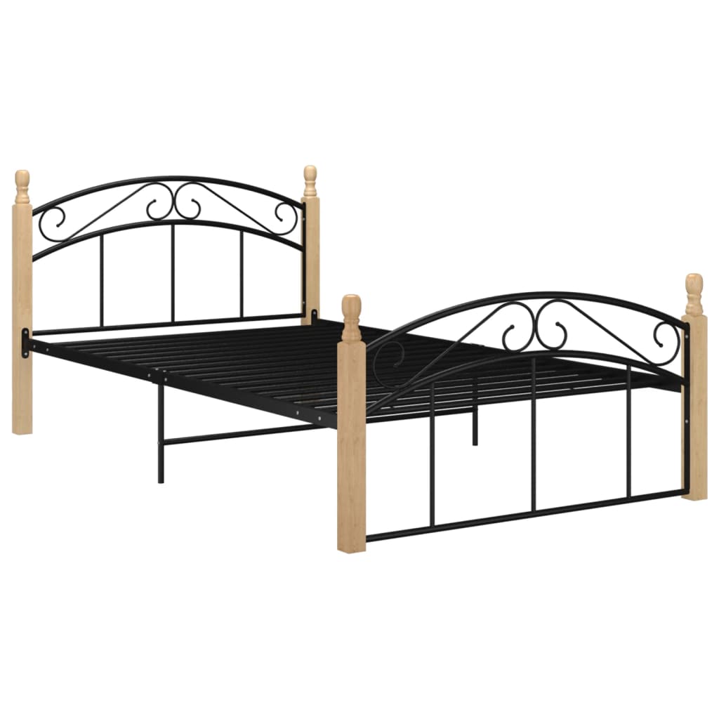 Giroletto Nero in Metallo e Legno Massello di Rovere 120x200 cm