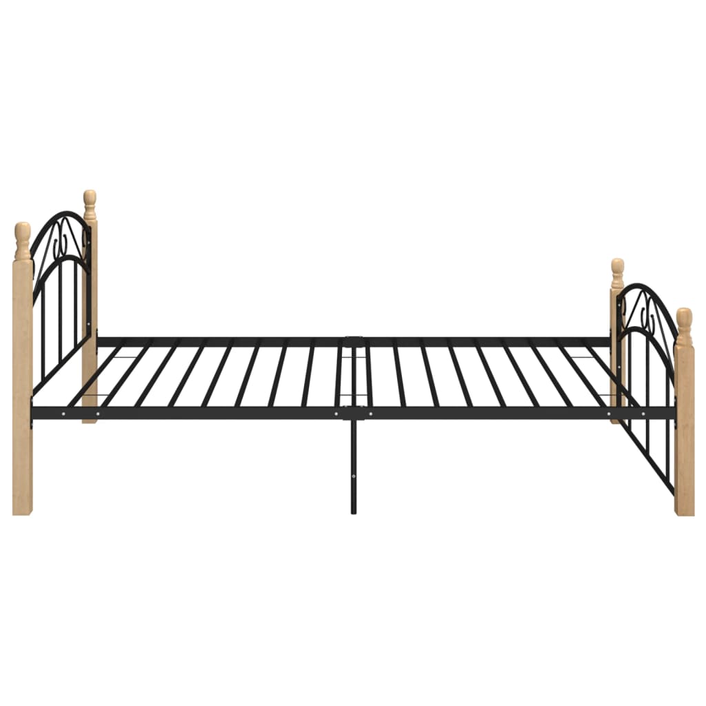Giroletto Nero in Metallo e Legno Massello di Rovere 120x200 cm