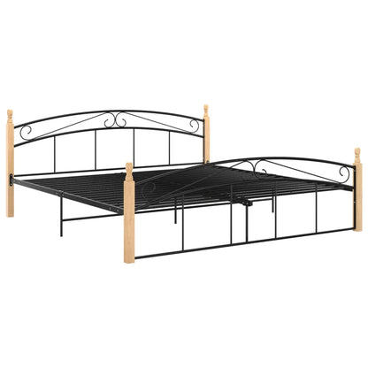 Giroletto Nero in Metallo e Legno Massello di Rovere 180x200 cm