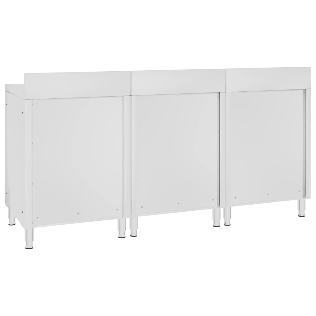 Mobiletto con Piano di Lavoro 180x60x96 cm in Acciaio Inox