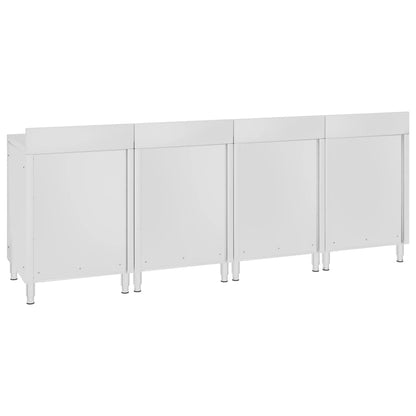 Mobiletto con Piano di Lavoro 240x60x96 cm in Acciaio Inox