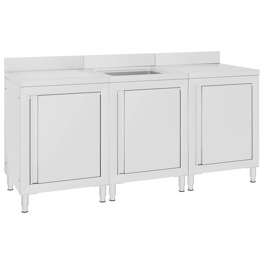 Mobiletto da Cucina con Lavandino in Acciaio Inox 180x60x96 cm