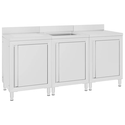 Mobiletto da Cucina con Lavandino in Acciaio Inox 180x60x96 cm