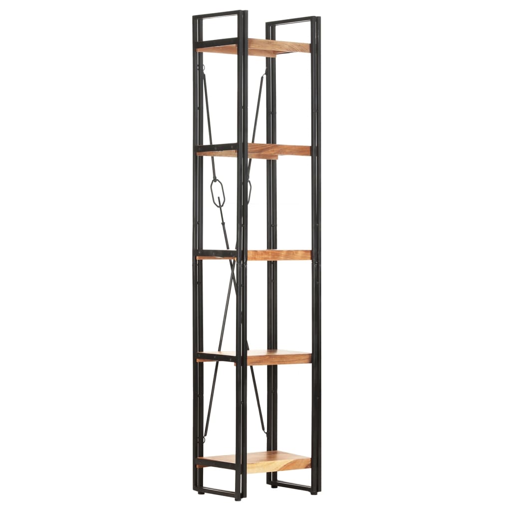 Libreria a 5 Ripiani 40x30x180cm in Legno Massello di Acacia