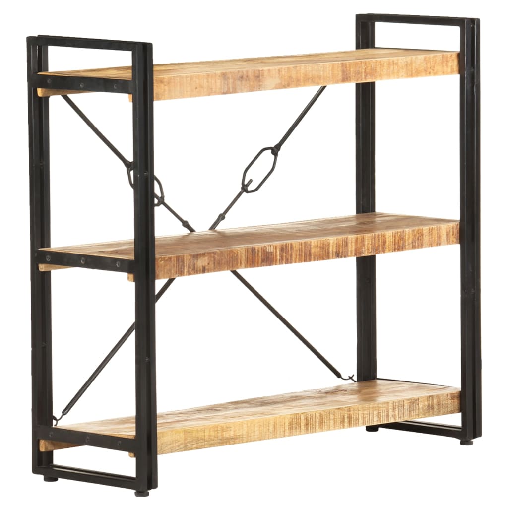 Libreria a 3 Ripiani 90x30x80 cm in Legno Massello di Mango