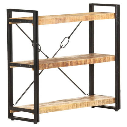 Libreria a 3 Ripiani 90x30x80 cm in Legno Massello di Mango
