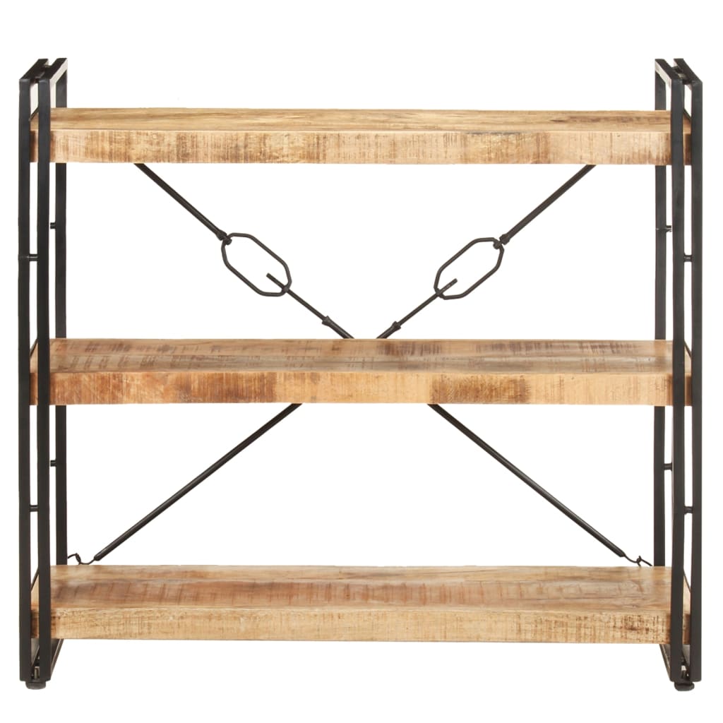 Libreria a 3 Ripiani 90x30x80 cm in Legno Massello di Mango