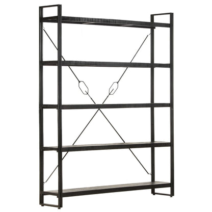 Libreria a 5 Ripiani 140x30x180cm Nero Legno Massello di Mango