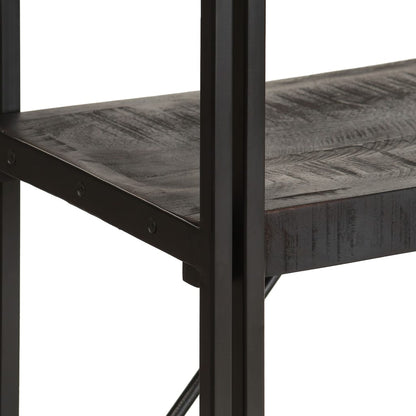 Libreria a 5 Ripiani 140x30x180cm Nero Legno Massello di Mango