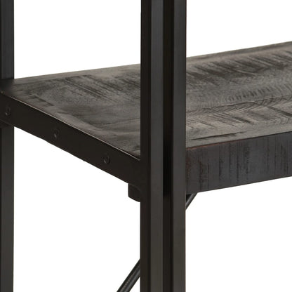 Libreria a 5 Ripiani 90x30x180 cm Nero Legno Massello di Mango