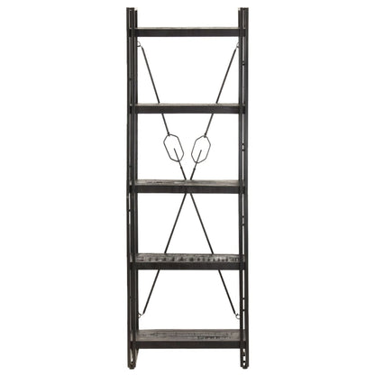 Libreria a 5 Ripiani 60x30x180 cm Nero Legno Massello di Mango