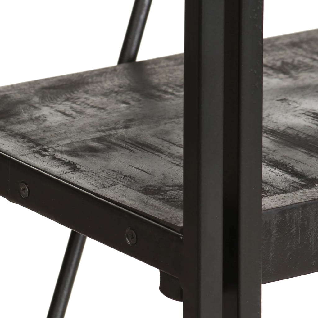 Libreria a 5 Ripiani 60x30x180 cm Nero Legno Massello di Mango