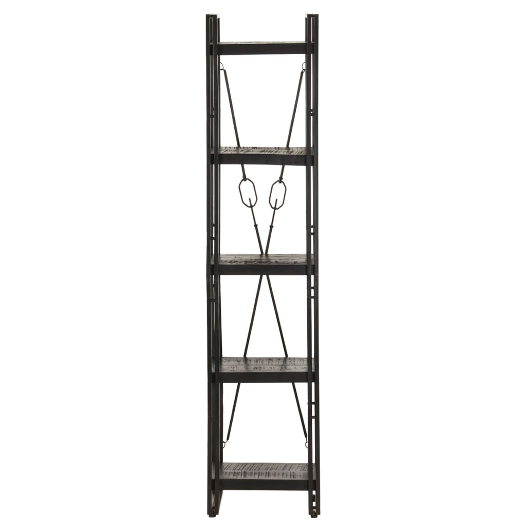 Libreria a 5 Ripiani 40x30x180 cm Nero Legno Massello di Mango