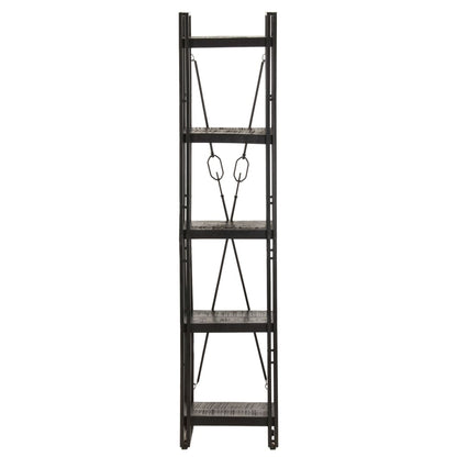 Libreria a 5 Ripiani 40x30x180 cm Nero Legno Massello di Mango
