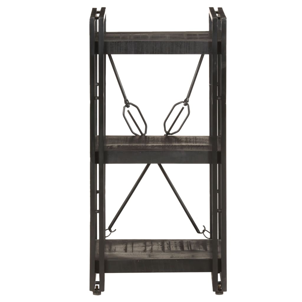 Libreria a 3 Ripiani 40x30x80cm Nero in Legno Massello di Mango
