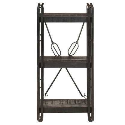 Libreria a 3 Ripiani 40x30x80cm Nero in Legno Massello di Mango
