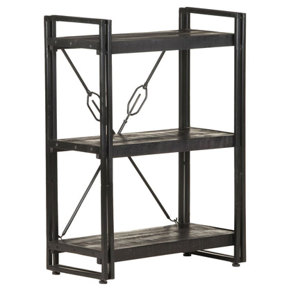Libreria a 3 Ripiani 60x30x80cm Nero in Legno Massello di Mango