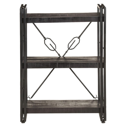 Libreria a 3 Ripiani 60x30x80cm Nero in Legno Massello di Mango