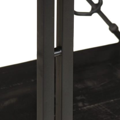 Libreria a 3 Ripiani 60x30x80cm Nero in Legno Massello di Mango