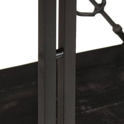 Libreria a 3 Ripiani 90x30x80cm Nero in Legno Massello di Mango
