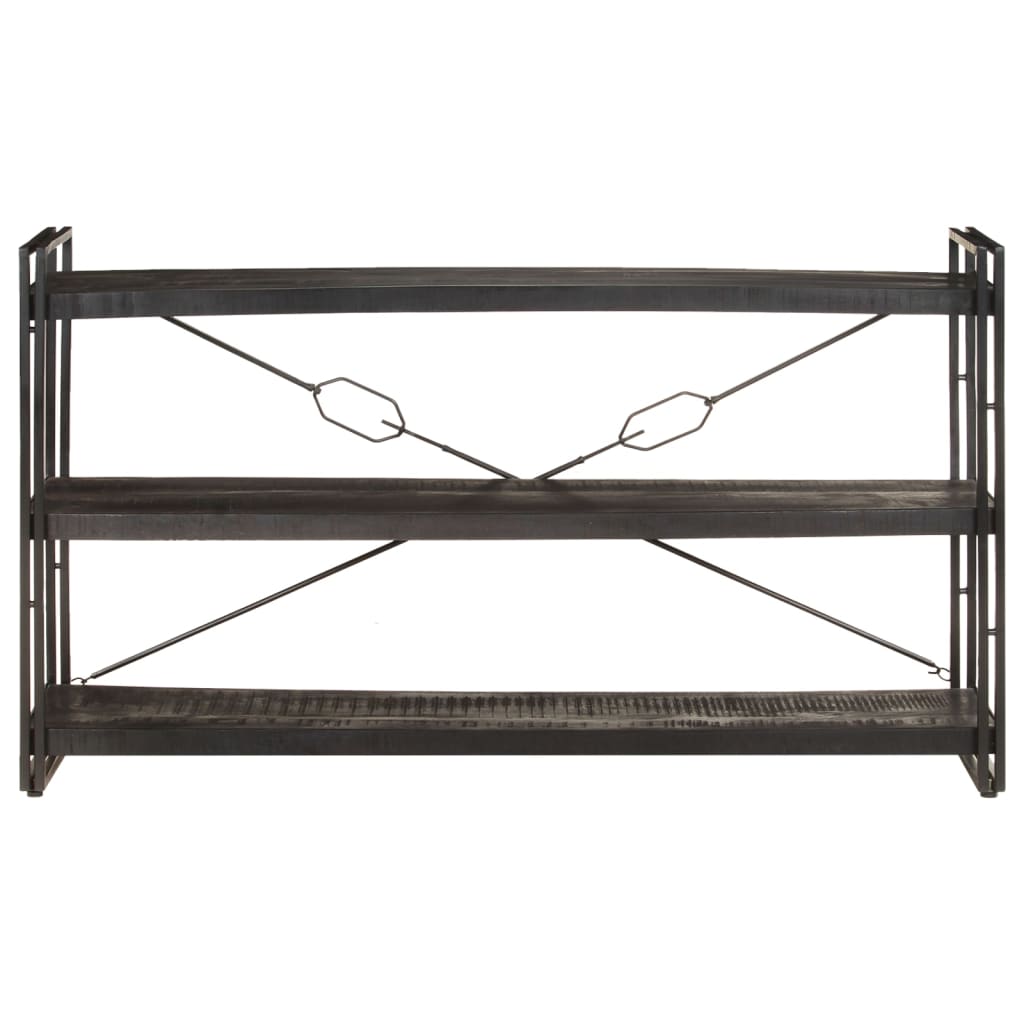 Libreria a 3 Ripiani 140x30x80 cm Nero Legno Massello di Mango