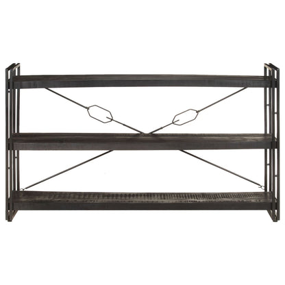 Libreria a 3 Ripiani 140x30x80 cm Nero Legno Massello di Mango