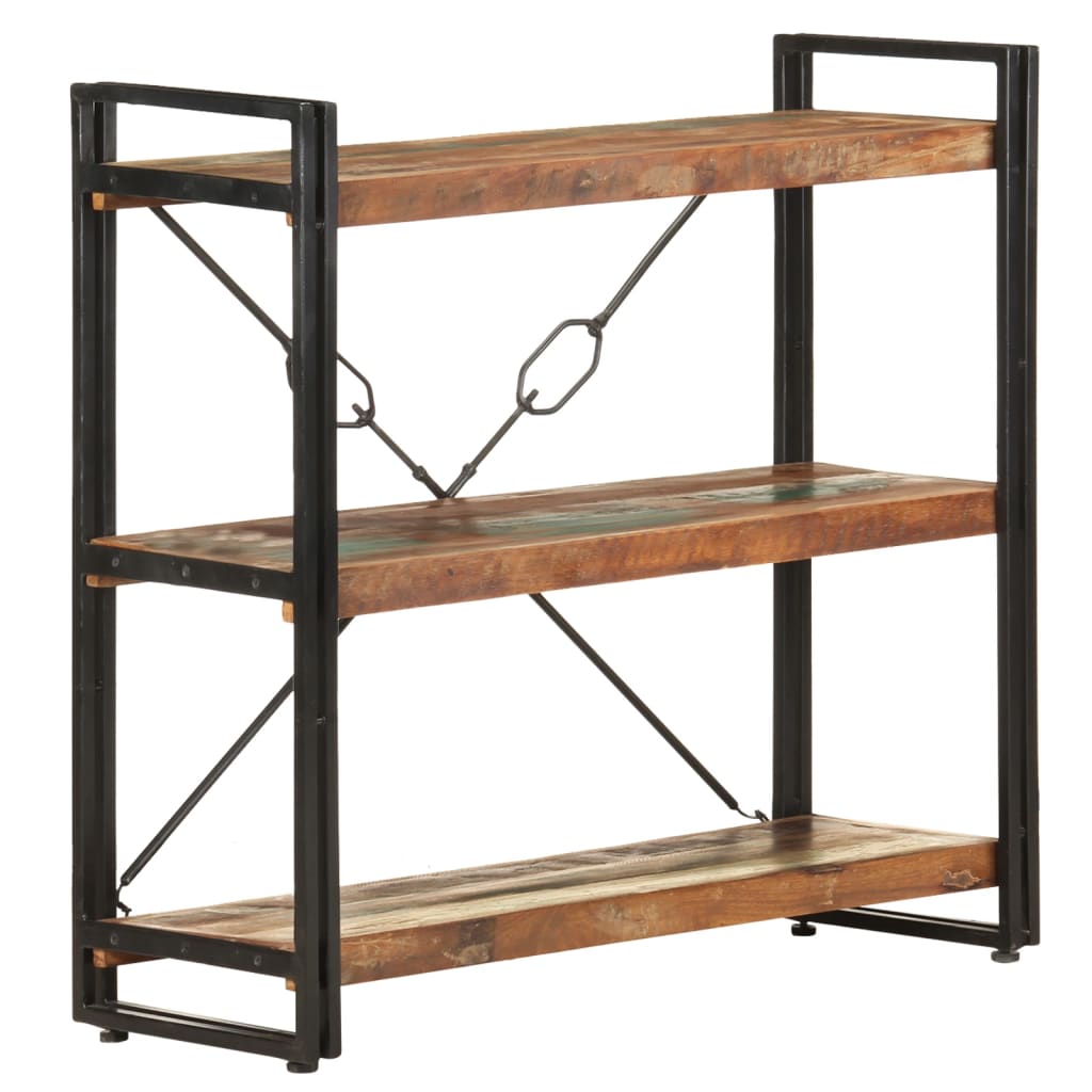 Libreria a 3 Ripiani 90x30x80 cm in Massello di Recupero