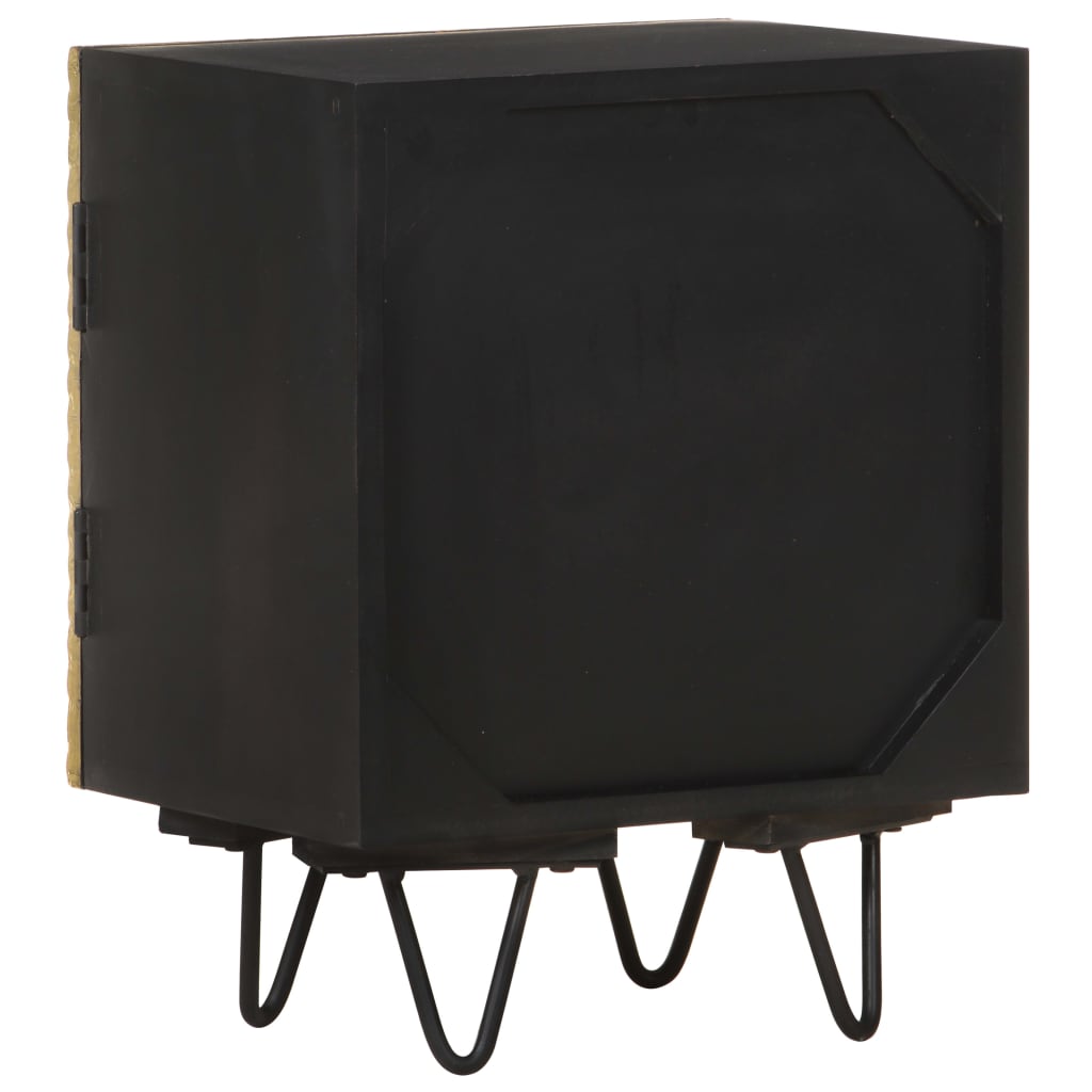 Comodino con Frontale in Ottone 40x30x50cm in Massello di Mango