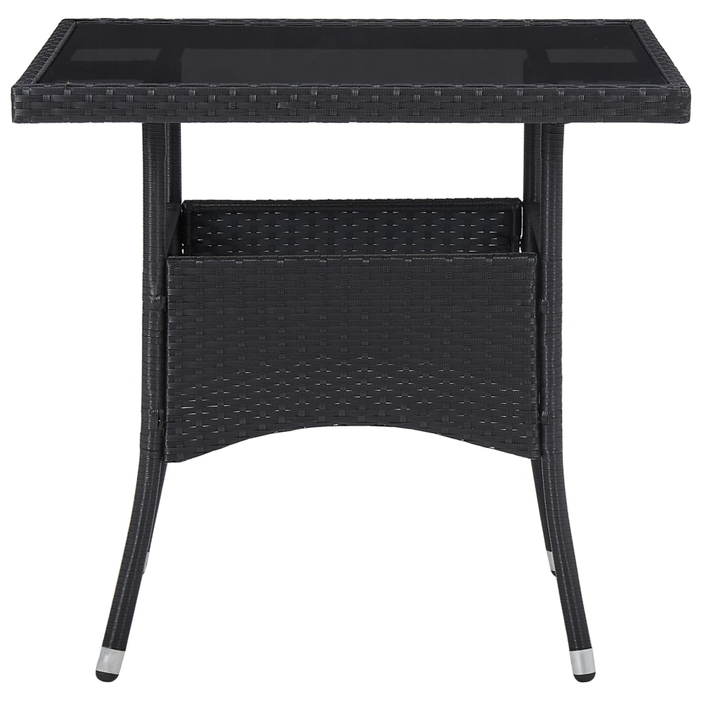 Set Mobili da Pranzo per Giardino 3 pz Nero Polyrattan e Vetro