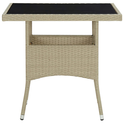 Set da Pranzo da Giardino 5 pz in Polyrattan e Vetro Beige