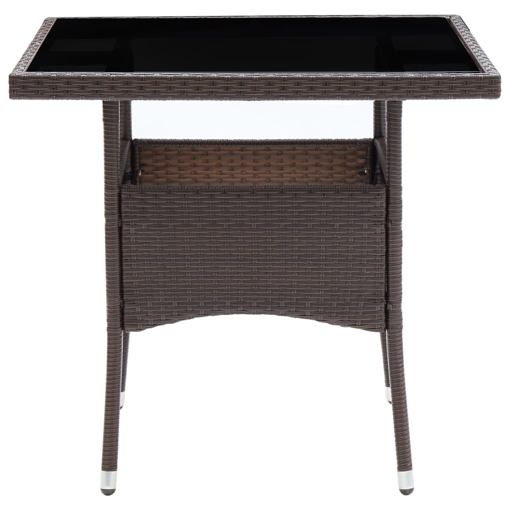 Set da Pranzo da Giardino 5 pz Marrone in Polyrattan e Vetro