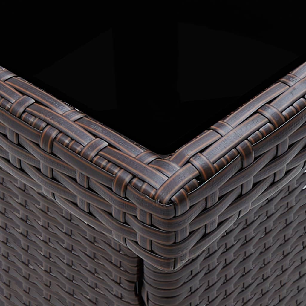 Set da Pranzo da Giardino 5 pz Marrone in Polyrattan e Vetro