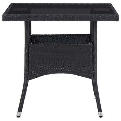 Set Mobili da Pranzo per Giardino 5 pz Nero Polyrattan e Acacia