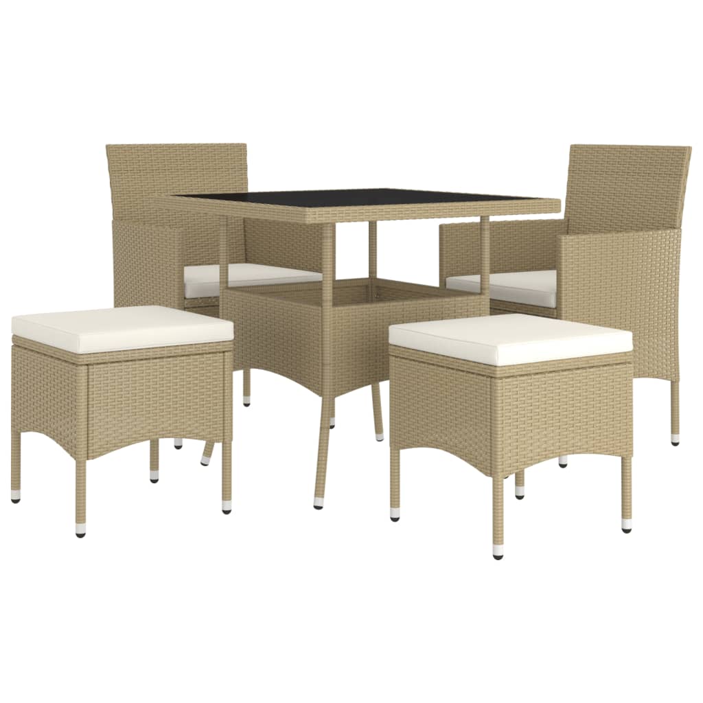 Set da Pranzo per Giardino 5 pz in Polyrattan Beige