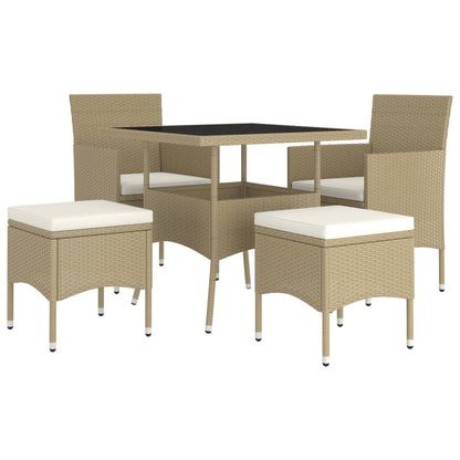 Set da Pranzo per Giardino 5 pz in Polyrattan Beige