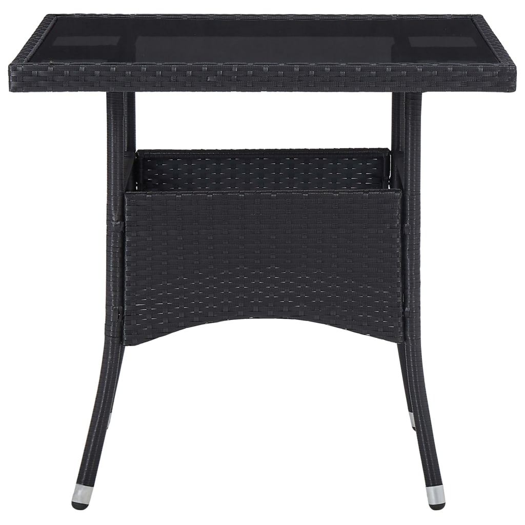 Set da Pranzo per Giardino 5 pz Polyrattan Vetro Temperato Nero