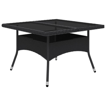 Set Mobili da Pranzo per Giardino 9 pz Polyrattan e Vetro Nero