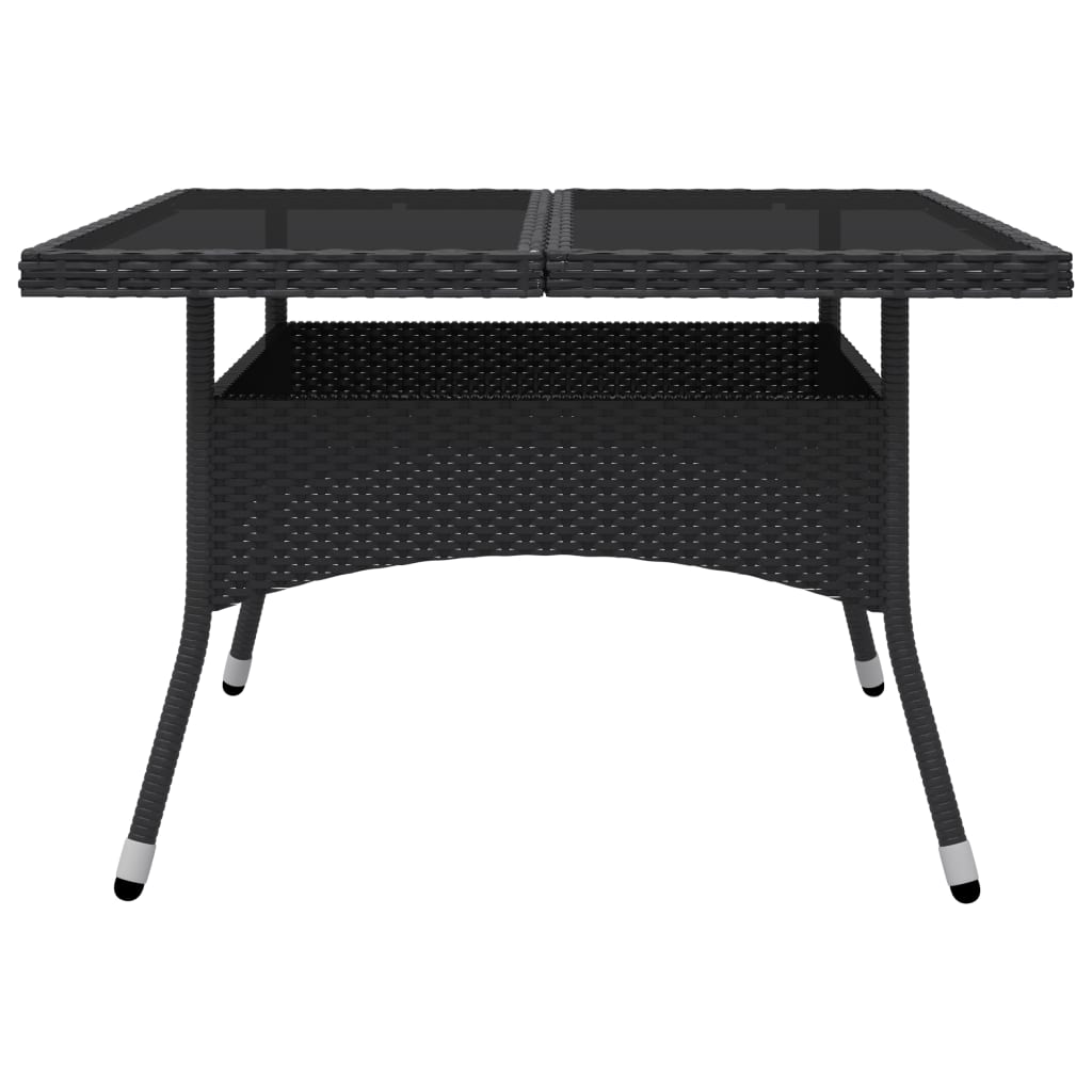 Set Mobili da Pranzo per Giardino 9 pz Polyrattan e Vetro Nero