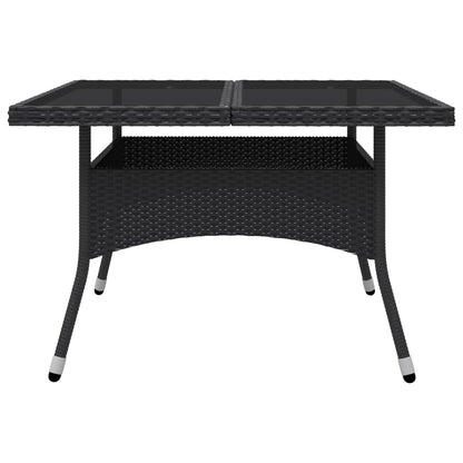 Set Mobili da Pranzo per Giardino 9 pz Polyrattan e Vetro Nero