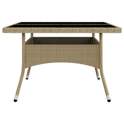 Set da Pranzo da Giardino 9 pz in Polyrattan e Vetro Beige
