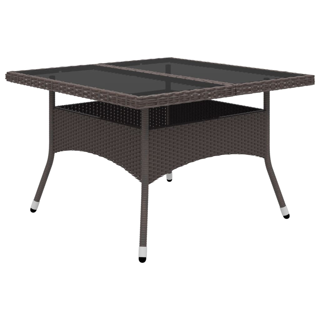 Set da Pranzo da Giardino 9 pz in Polyrattan e Vetro Marrone