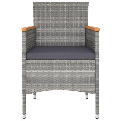 Set Bistrot Giardino 5 pz Polyrattan e Massello Acacia Grigio