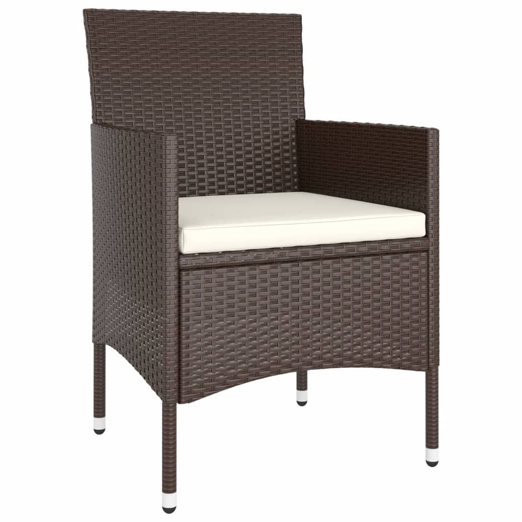 Set Bistrot Giardino 5 pz Polyrattan e Vetro Temperato Marrone