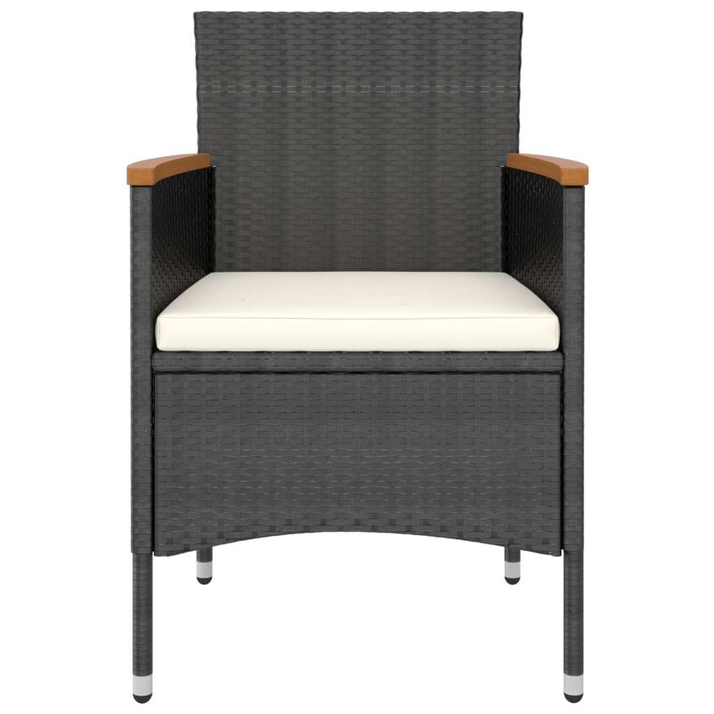 Set da Bistrot per Giardino 5pz Polyrattan Vetro Temperato Nero